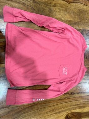 Vineyard Vines Coral Pink Long Sleeve Pocket Tee Girls size 8-10